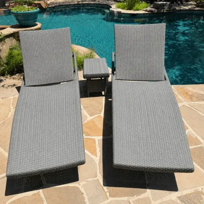 Frontgate Balencia Bronze Chaise Lounges, Set Of Two With Side Table - Lot 2