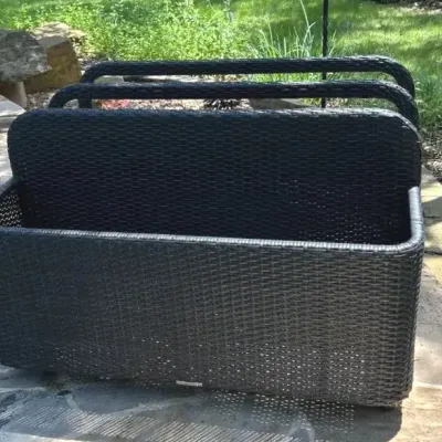 Frontgate Resin Wicker Rolling Float Storage Unit