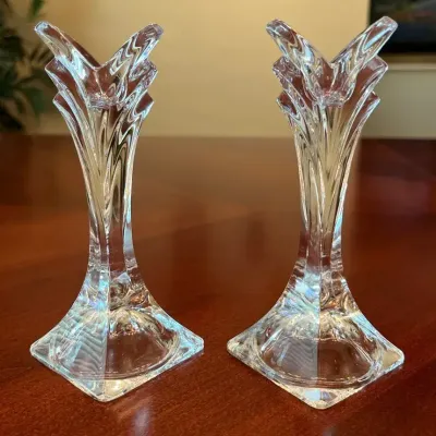 Vintage Mikasa “Deco” Design Crystal Candle Holders