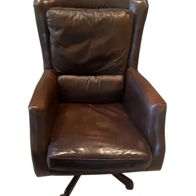 Arhaus Leather Rolling Adjustable Office Chair 