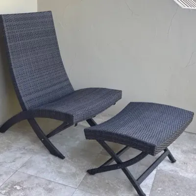 Brown Wicker lounging patio chair w/ ottoman - Lot 1 *Upstairs*