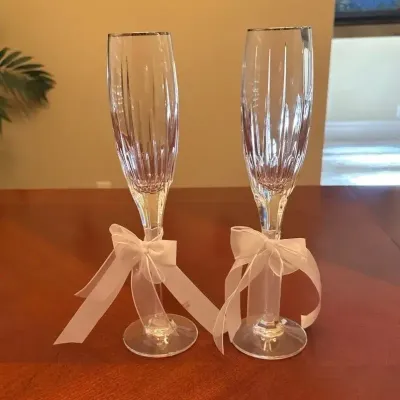 Mikasa Arctic Lights Platinum Collection Crystal Champagne Flutes (Set Of 2)