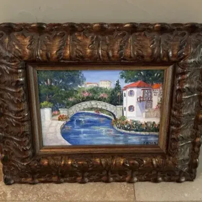 Artist Estelle R. Nixon Signed Picture Of San Antonio River Walk
