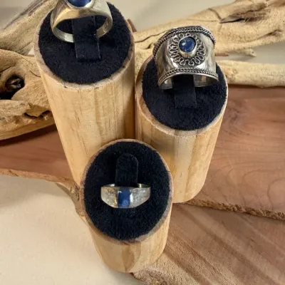 Trio of Blue Stone Silver-Tone Statement Rings – Artisan, Southwestern & Boho Styles