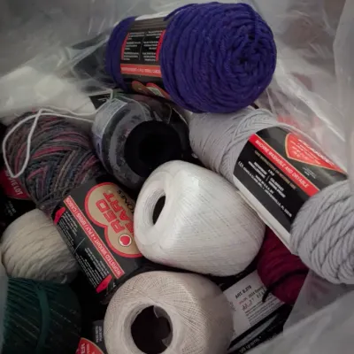 Large skeins of yarn & rolls of thread $2 ea
