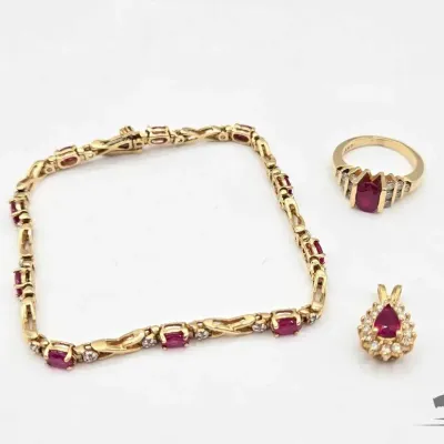 700 14kt gold jewelry with diamonds and rubies 14 5g