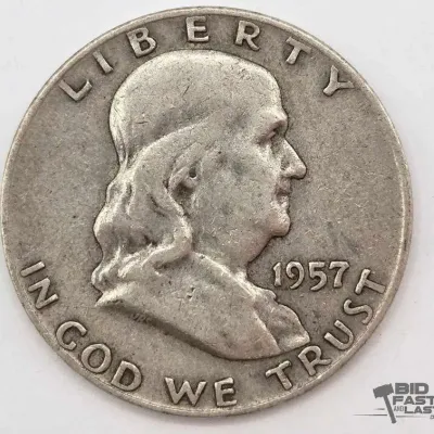 1418 1957d franklin half dollar 12 3g