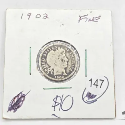 1411 1902 barber dime