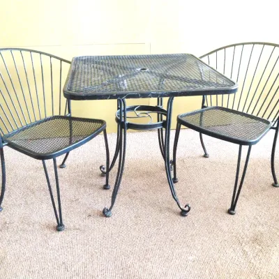 Sale Photo Thumbnail #27: 28" SQ. METAL TABLE AND MATCHING CHAIRS