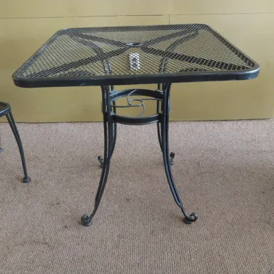 Sale Photo Thumbnail #29: 28" SQ. METAL TABLE AND MATCHING CHAIRS