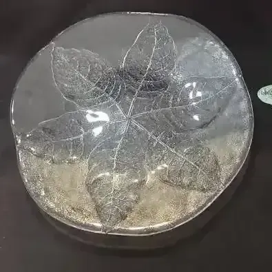 Vintage Blenko Textured Leaf Bowls & Kosta Boda Glass Leaf Platter