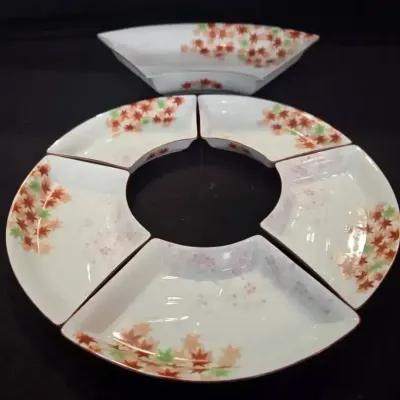 Vintage Japanese Ceramic Segmented Appetizer Dishes