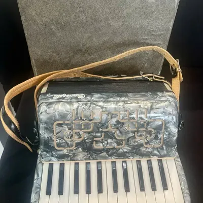 Pancordian Crucianelli Italian Piano Accordion, Pearl/Slate Gray With Case