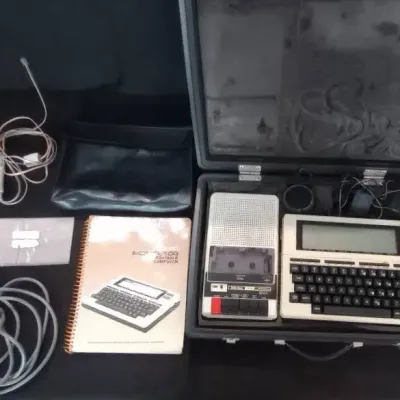Vintage Radio Shack TRS-80 Model 100 Portable Computer & CCR-81 Computer Cassette Recorder, Powers