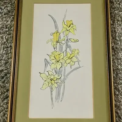 Lynn Buffington Daffodil Watercolor Framed Artwork 
