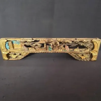 Detailed Carved Wood Piece from Japanese Buddhist Temple