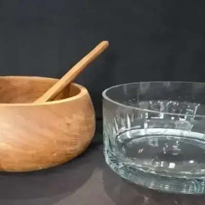 Vintage Teak Salad Bowl & Server with Polish Glass Bowl