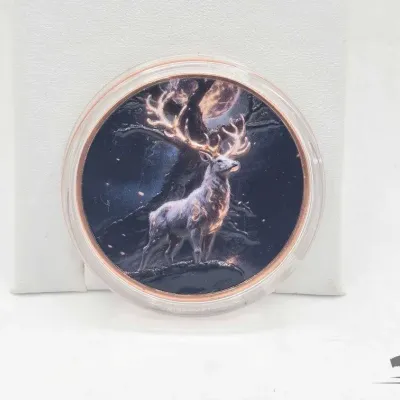 78 colorized high relief white stag 1oz copper round