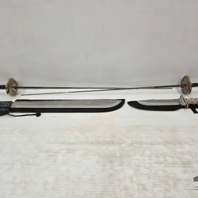 2204 fencing sword machete and hunting knife