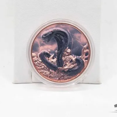 80 colorized high relief black cobra 1oz copper round
