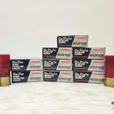 1386 45 rounds of 12 gauge mixed slugs and buckshot ammunition