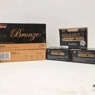 1327 pmc and gold dot 45 auto ammunition