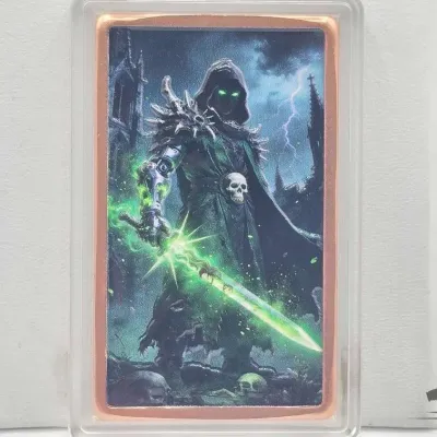 74 colorized high relief necromancer knight 1oz copper bar