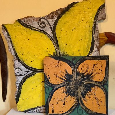 Katrina art on salvaged wood
