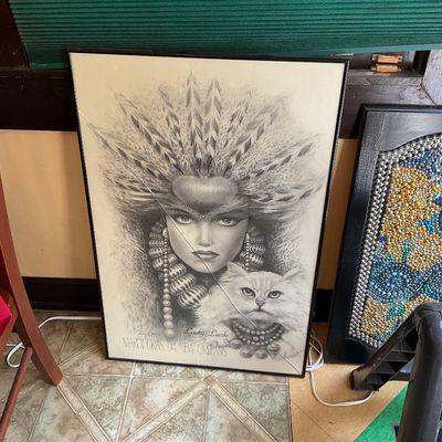 Poster, Mardi Gras bead art pieces