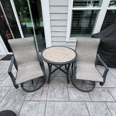 Sale Photo Thumbnail #7: Round table w 2 chairs. Table 32” diameter, 29” tall &350