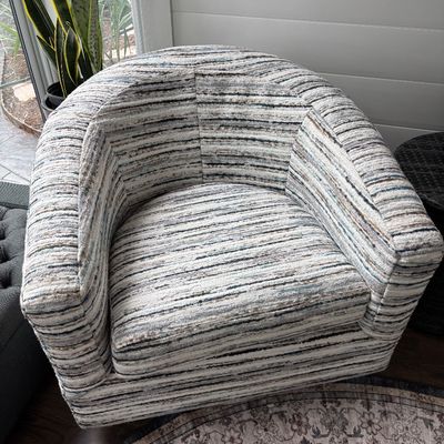 Sale Photo Thumbnail #10: 2 swivel chairs. Rooms 2 Go tweed, $600 ea
