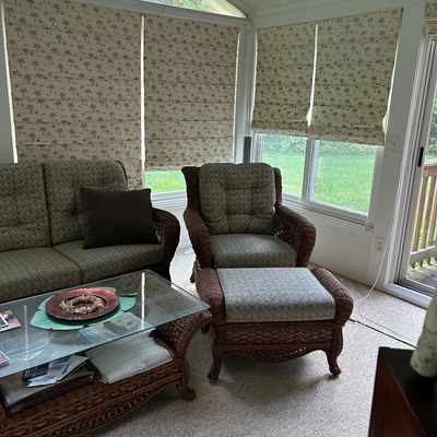 Wicker Wing Chair and Matching Ottoman 