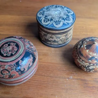 Traditional, Hand-crafted Asian Lacquerware Trinket Boxes