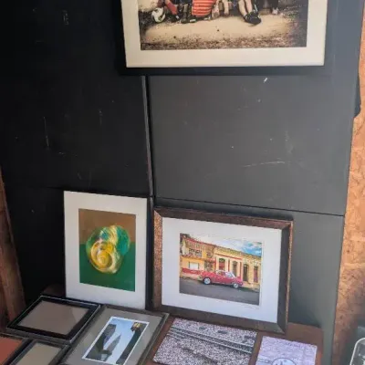 Collection of Framed Photographs, Artwork, a Decorative Plaque & Empty Frames