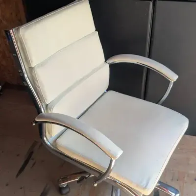 Alera Neratoli Mid-Back Slim Profile Chair in white faux leather