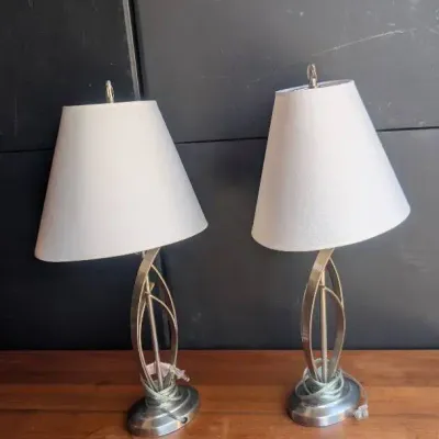 Contemporary Brushed Nickel Table Lamps, Cheyenne brand