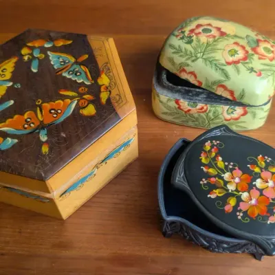 Three Vintage Decorative Trinket and Jewelry Boxes