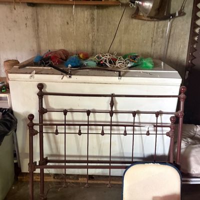 Iron bed and working frezzer