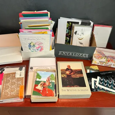 Greeting Cards,  Notecards, And Stamps
