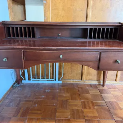 Antique Style Roll Top Desk 30.25” X 56” X 30”