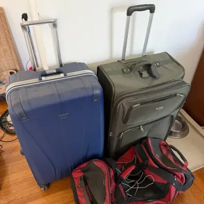 2 Large Suitcases & Rolling Duffle Bag