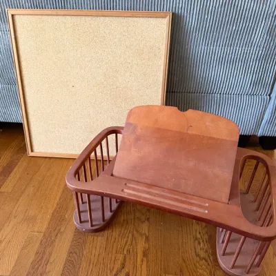  Vintage Wooden Breakfast & Reading Bed Tray + Corkboard
