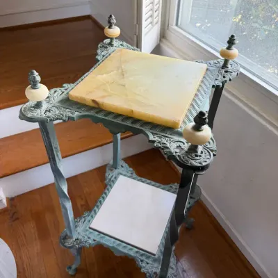 Antique Victorian Cast Iron 2 Tier Plant Stand