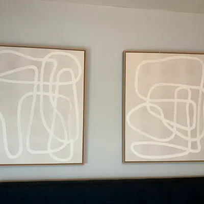 (Set of 2) 25" x 31" Line Drawing Wall Canvases Gray/White by Threshold