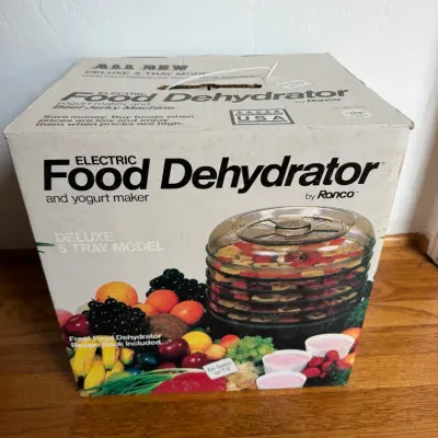Vintage Ronco Deluxe 5-Tray Electric Food Dehydrator and Yogurt Maker (Model 1876)