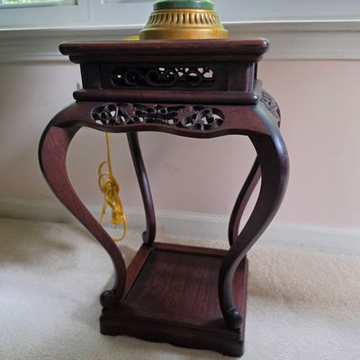 Chinese Carved Rosewood Plant Stand