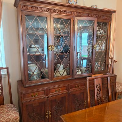 Vintage Mahogany Breakfront China Cabinet