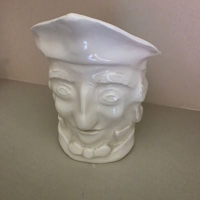 Vintage White Ceramic Character Pitcher - Possibly German or Austrian