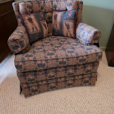 Golf-Themed Upholstered Swivel Armchair