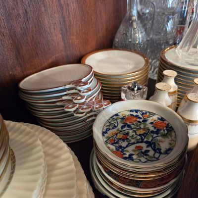 Vintage Japanese Imari Porcelain Small Plates with Handles